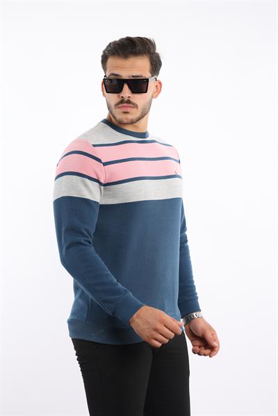 Panolu Selanik Dokuma Bisiklet Yaka Sweatshirt – Pamuk Viskon Regular Fit