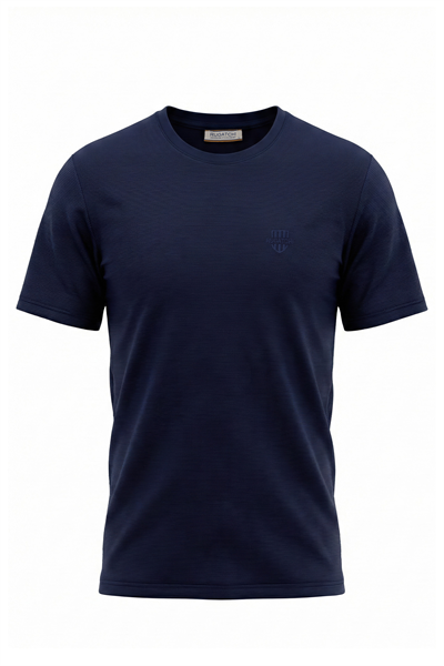 Erkek Fitilli Dokulu Bisiklet Yaka Tişört