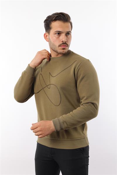 3 İplik Şardonlu Bisiklet Yaka Sweatshirt – Pamuk Viskon Regular Fit Rugatchi Exclusive