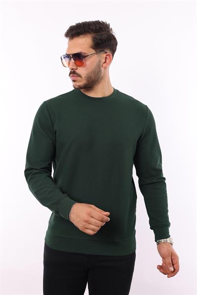 Waffle Dokuma Bisiklet Yaka Sweatshirt – Pamuk Viskon Regular Fit Rugatchi Exclusive