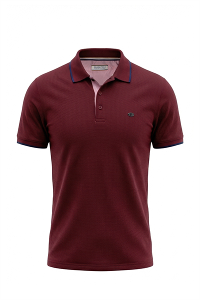 Erkek Waffle Dokulu Kontrast Çizgili Polo