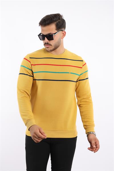 Panolu Selanik Dokuma Bisiklet Yaka Sweatshirt