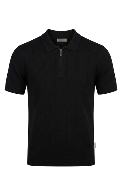 Erkek Penye Fermuarlı Yaka Tişört - Modern Fit