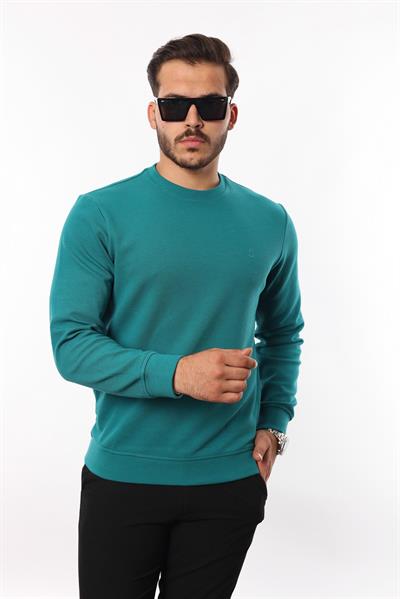 Diagonal Interlok Bisiklet Yaka Sweatshirt – Pamuk Viskon Regular Fit Rugatchi Exclusive