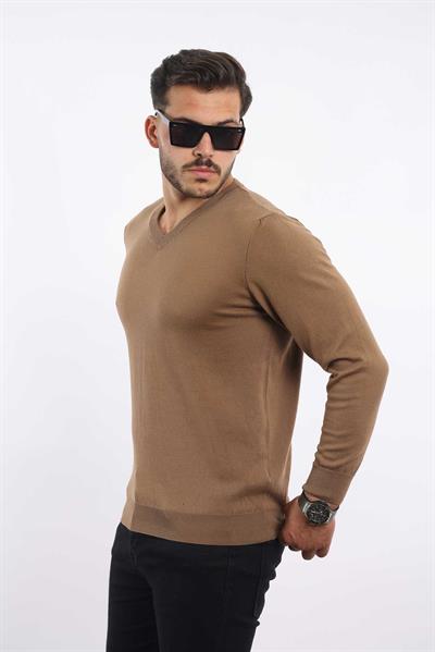 Premium Erkek V Yaka Triko — %100 Pamuk, Nefes Alan Konforlu Kazak