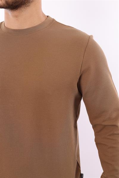 Waffle Dokuma Bisiklet Yaka Sweatshirt – Pamuk Viskon Regular Fit Rugatchi Exclusive