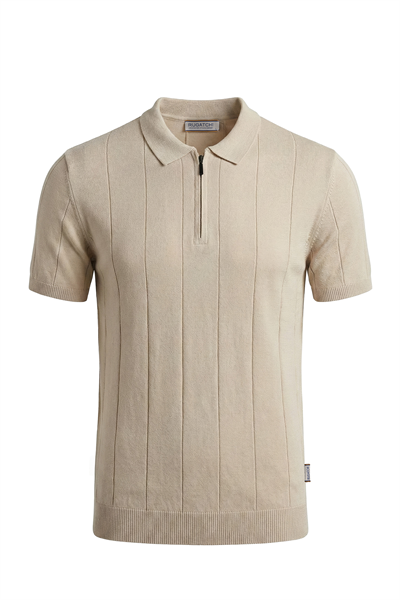 Erkek Penye Fermuarlı Yaka Tişört - Modern Fit