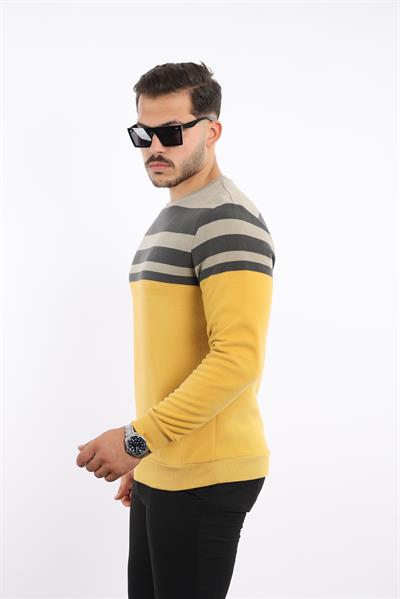 Rugatchi Panolu Selanik Sweatshirt – %100 Pamuk Bisiklet Yaka