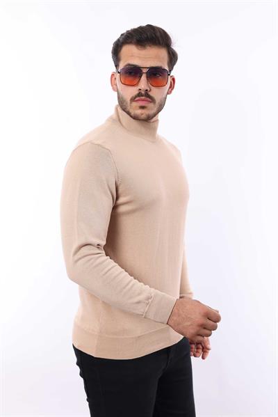 Erkek Yarım Balıkçı Yaka Triko Kazak — %100 Pamuk