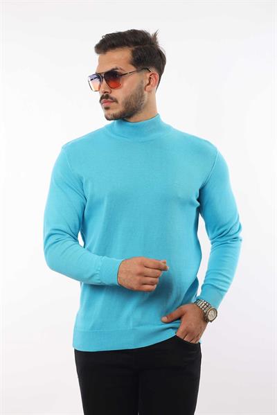 Erkek Yarım Balıkçı Yaka Triko Kazak — %100 Pamuk