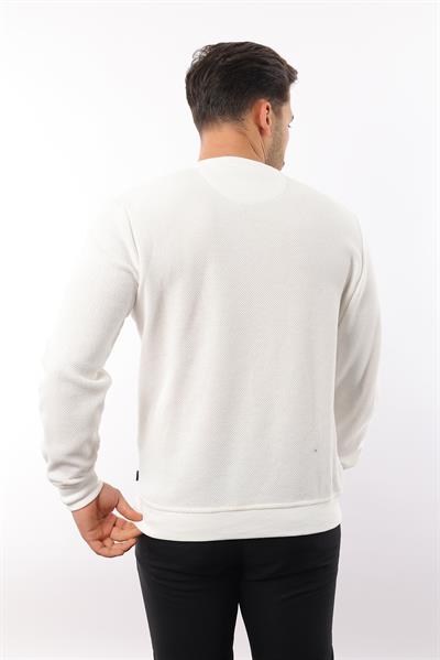 Petek Dokuma Jakarlı Bisiklet Yaka Sweatshirt – Pamuk Viskon Regular Fit Rugatchi Exclusive