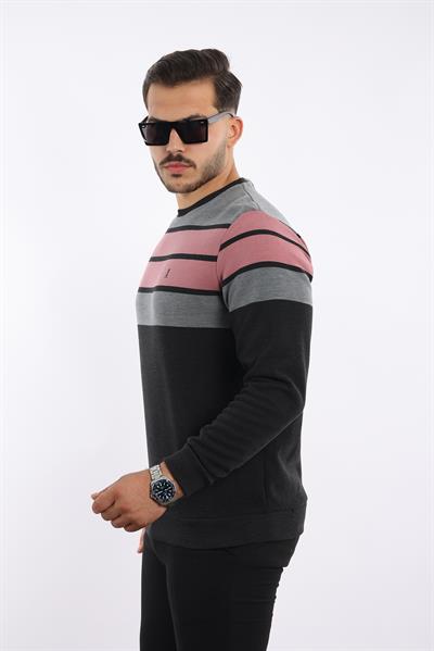 Panolu Selanik Dokuma Bisiklet Yaka Sweatshirt – Pamuk Viskon Regular Fit