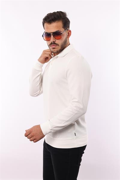 Waffle Dokuma Polo Yaka Sweatshirt – Pamuk Viskon Regular Fit Rugatchi Exclusive