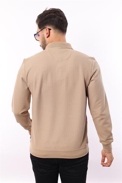 Waffle Dokuma Polo Yaka Sweatshirt – Pamuk Viskon Regular Fit Rugatchi Exclusive