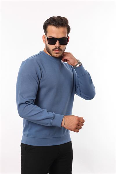 Diagonal Interlok Bisiklet Yaka Sweatshirt – Pamuk Viskon Regular Fit Rugatchi Exclusive