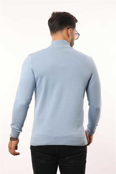 Erkek Yarım Balıkçı Yaka Triko Kazak — %100 Pamuk