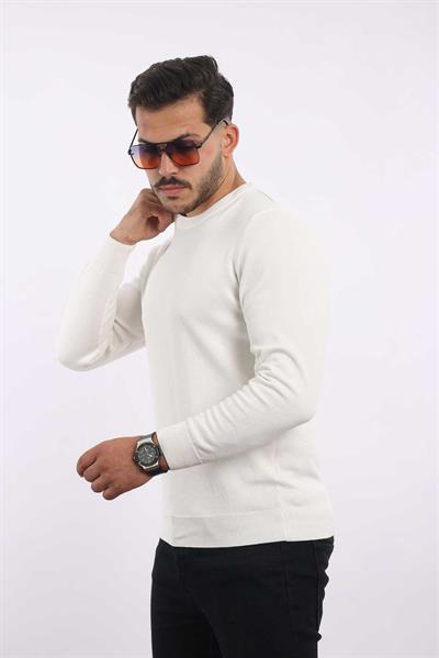 Erkek Bisiklet Yaka Klasik Düz Triko — %100 Pamuk, Şık & Konforlu Kazak