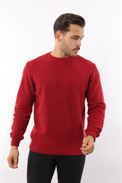 Petek Dokuma Jakarlı Bisiklet Yaka Sweatshirt – Pamuk Viskon Regular Fit Rugatchi Exclusive