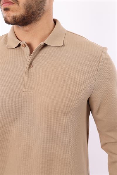 Waffle Dokuma Polo Yaka Sweatshirt – Pamuk Viskon Regular Fit Rugatchi Exclusive