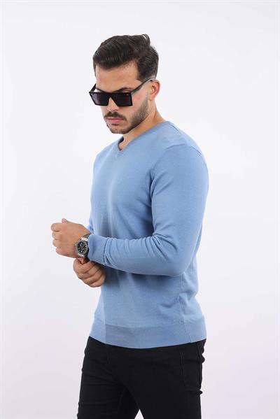 Premium Erkek V Yaka Triko — %100 Pamuk, Nefes Alan Konforlu Kazak