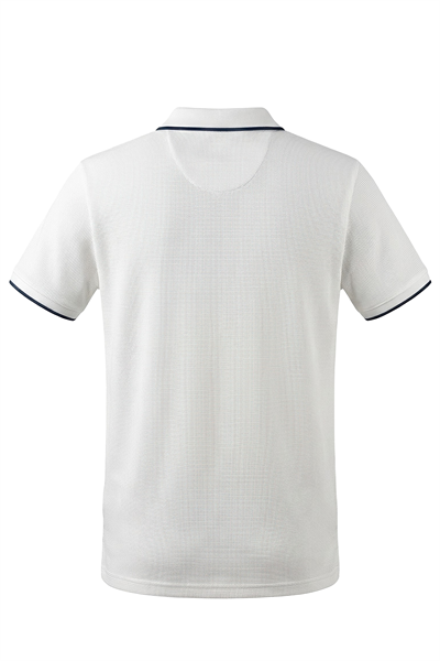 Erkek Waffle Dokulu Kontrast Çizgili Polo