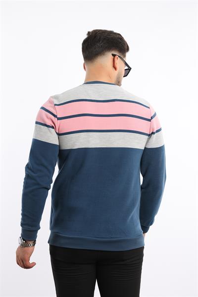 Panolu Selanik Dokuma Bisiklet Yaka Sweatshirt – Pamuk Viskon Regular Fit