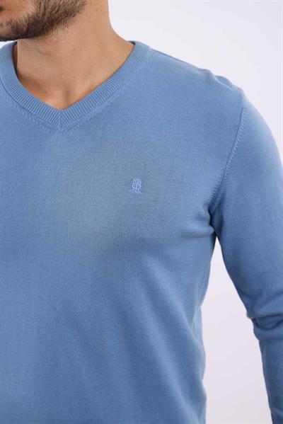 Premium Erkek V Yaka Triko — %100 Pamuk, Nefes Alan Konforlu Kazak