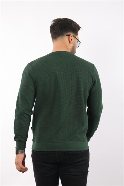 Waffle Dokulu Bisiklet Yaka Sweatshirt – Pamuk Viskon Regular Fit Rugatchi Exclusive