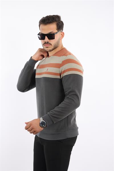 Rugatchi Panolu Selanik Sweatshirt – %100 Pamuk Bisiklet Yaka