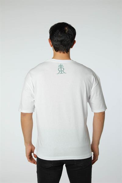 Baskılı Oversize Bisiklet Yaka T-Shirt