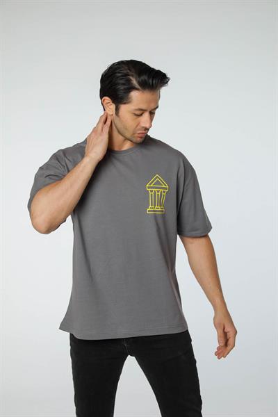 Baskılı Oversize Bisiklet Yaka T-Shirt