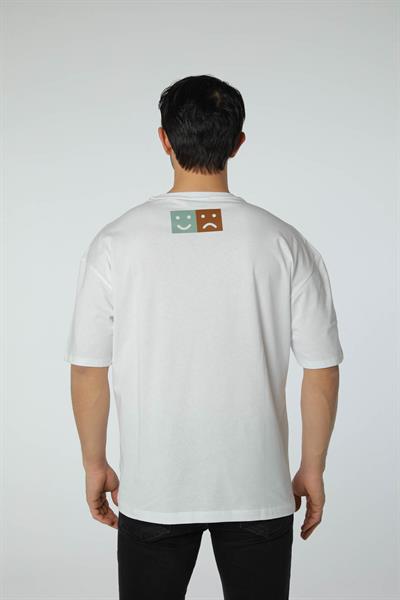 Baskılı Oversize Bisiklet Yaka T-Shirt