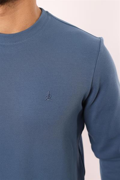 Diagonal Interlok Bisiklet Yaka Sweatshirt – Pamuk Viskon Regular Fit Rugatchi Exclusive