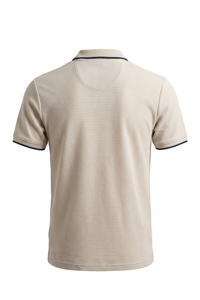 Erkek Waffle Dokulu Kontrast Çizgili Polo