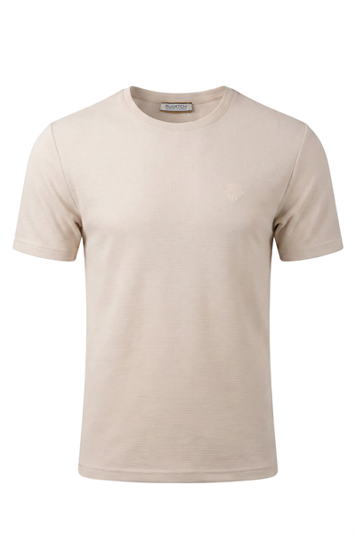 Erkek Fitilli Dokulu Bisiklet Yaka Tişört