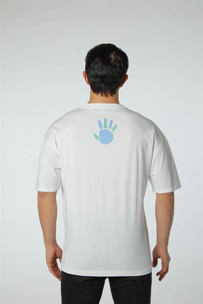 Baskılı Oversize Bisiklet Yaka T-Shirt