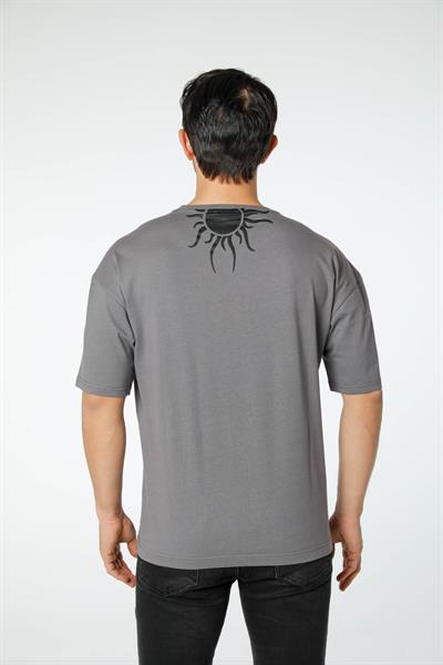 Baskılı Oversize Bisiklet Yaka T-Shirt