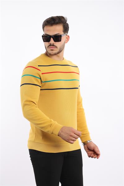 Panolu Selanik Dokuma Bisiklet Yaka Sweatshirt