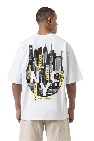 NY Baskılı Oversize T-Shirt