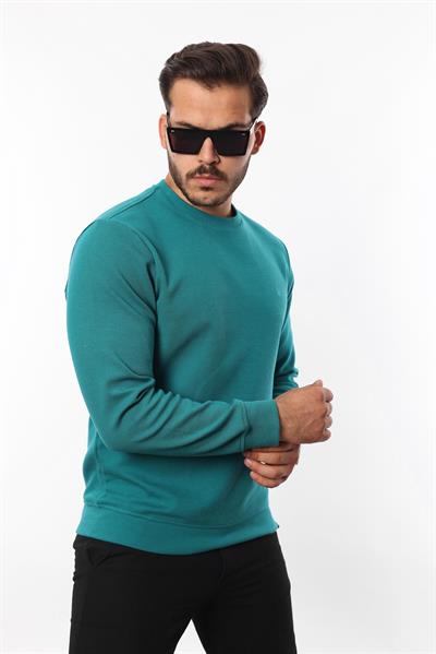Diagonal Interlok Bisiklet Yaka Sweatshirt – Pamuk Viskon Regular Fit Rugatchi Exclusive