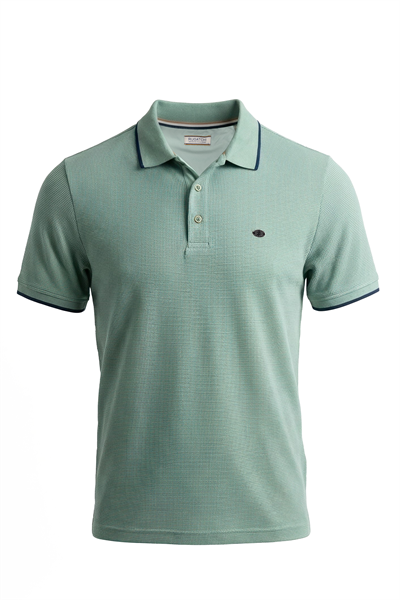 Erkek Waffle Dokulu Kontrast Çizgili Polo