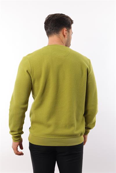 Petek Dokuma Jakarlı Bisiklet Yaka Sweatshirt – Pamuk Viskon Regular Fit Rugatchi Exclusive