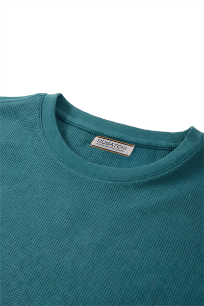 Erkek Waffle Dokulu Bisiklet Yaka Tişört