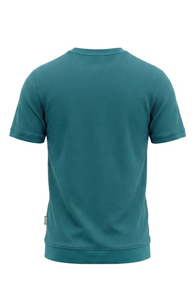 Erkek Waffle Dokulu Bisiklet Yaka Tişört