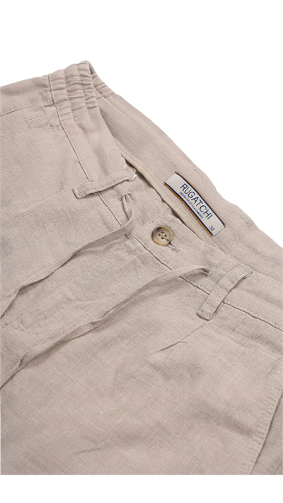 Erkek Keten Dokulu Fermuarlı Şort