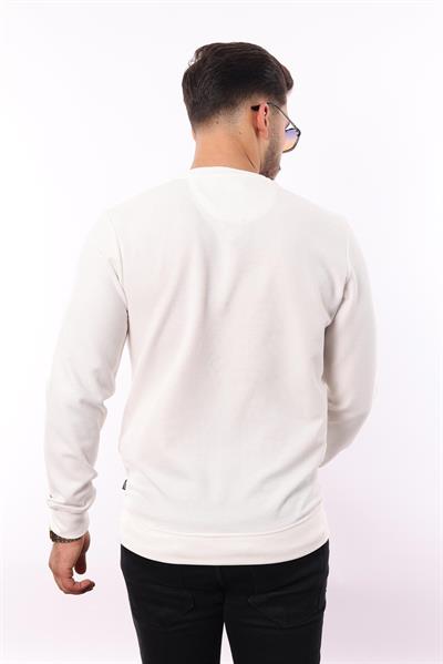 Waffle Dokuma Bisiklet Yaka Sweatshirt – Pamuk Viskon Regular Fit Rugatchi Exclusive