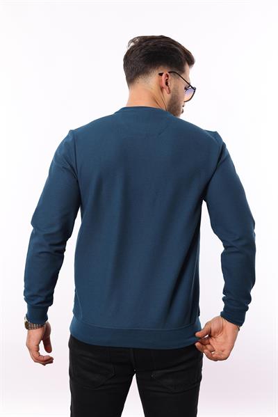 Waffle Dokuma Bisiklet Yaka Sweatshirt – Pamuk Viskon Regular Fit Rugatchi Exclusive