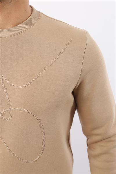 3 İplik Şardonlu Bisiklet Yaka Sweatshirt – Pamuk Viskon Regular Fit Rugatchi Exclusive