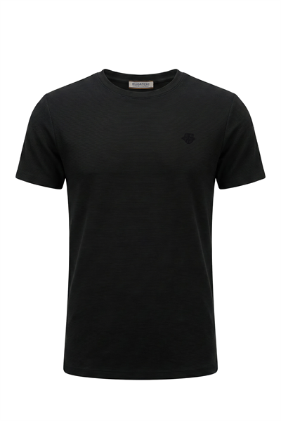 Erkek Fitilli Dokulu Bisiklet Yaka Tişört