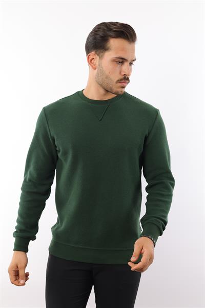 Petek Dokuma Jakarlı Bisiklet Yaka Sweatshirt – Pamuk Viskon Regular Fit Rugatchi Exclusive